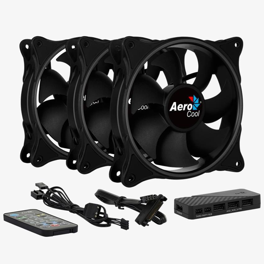 Kit De 3 Fans Aerocool Eclipse 12 Pro Argb Controladora Y Control